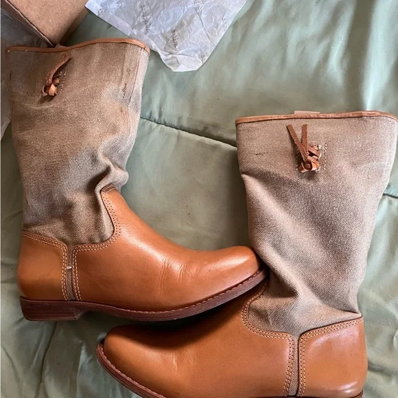 Matisse Coachella Tan Leather and Canvas Boots - Picture 4 of 16